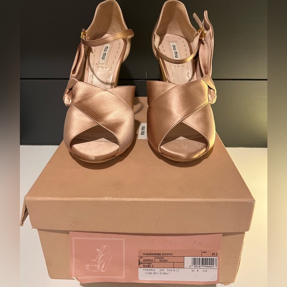 Miu Miu Satin Bow Ankle Strap Block Heel - Picture 5 of 6